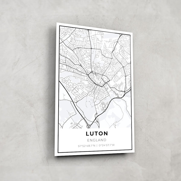 Luton Map - Glass Wall Art