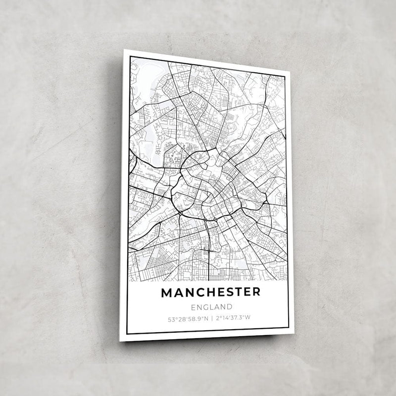Artronauts Posters, Prints, & Visual Artwork Manchester Map - Glass Wall Art