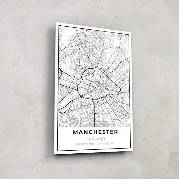 Manchester Map - Glass Wall Art