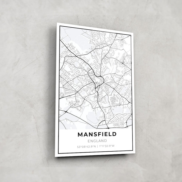 Mansfield Map - Glass Wall Art
