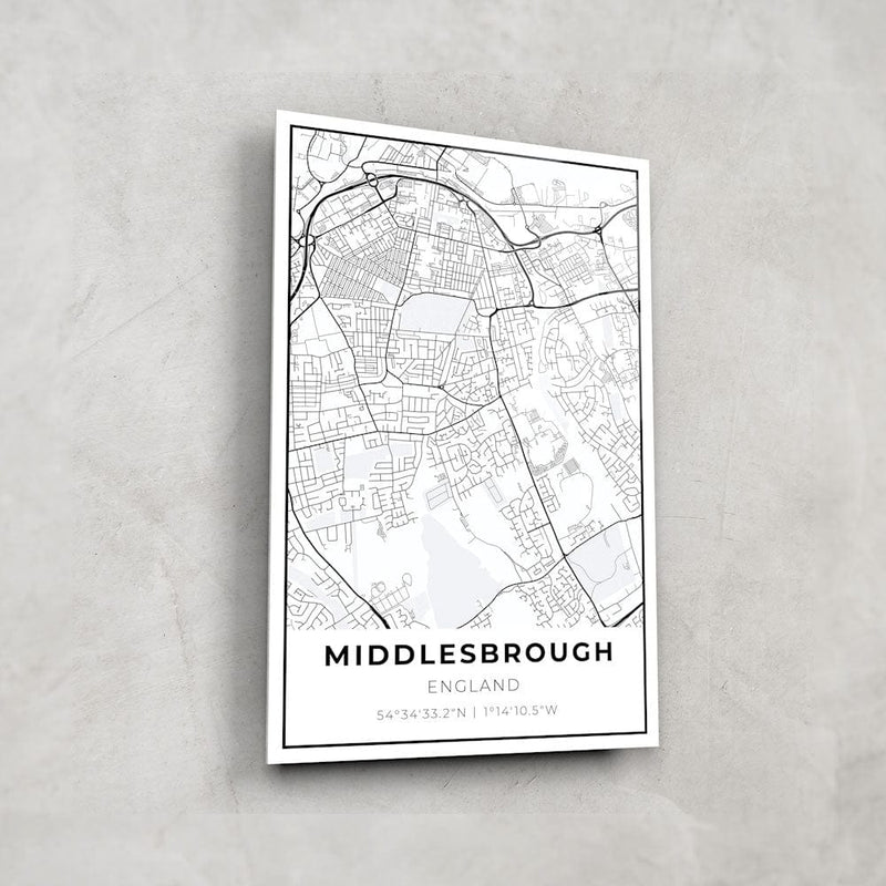Artronauts Posters, Prints, & Visual Artwork Middlesbrough Map - Glass Wall Art