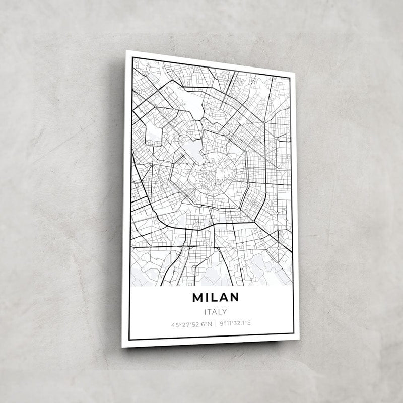 Artronauts Posters, Prints, & Visual Artwork Milan Map - Glass Wall Art