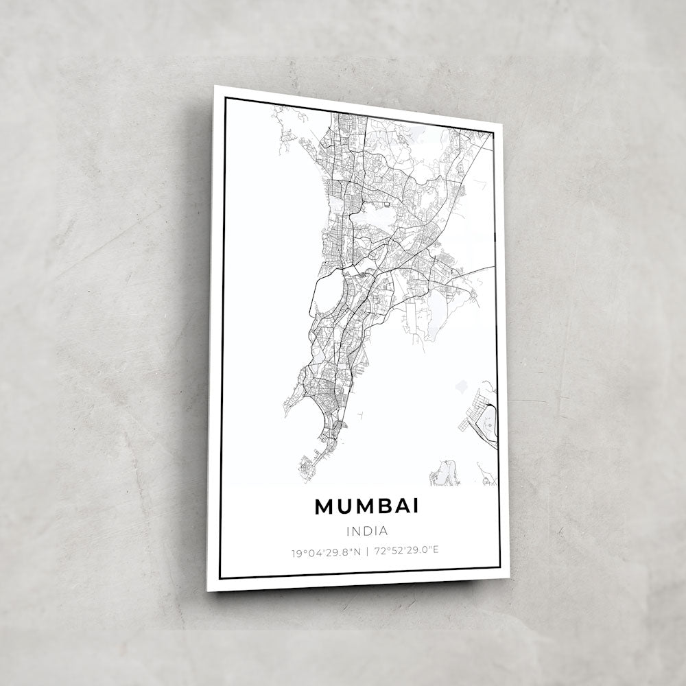 Mumbai Map Glass Art - Glass Wall Art