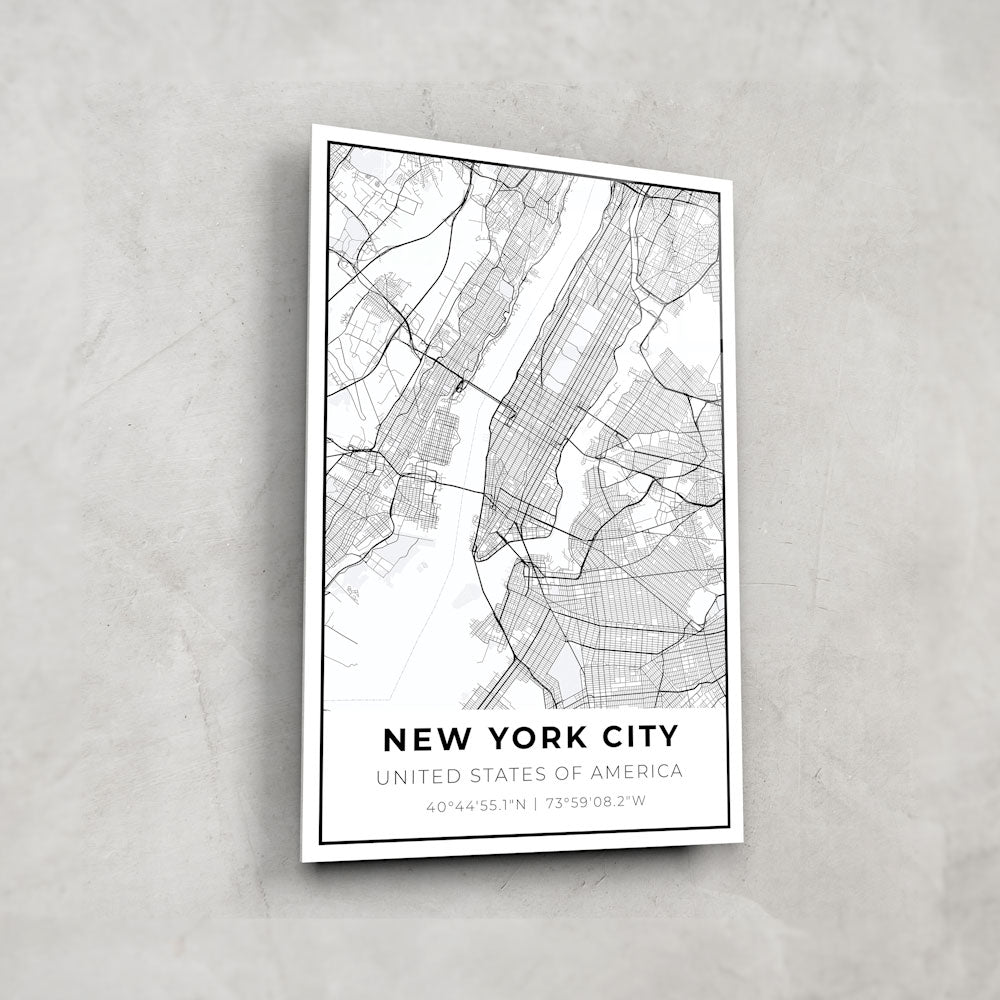 New York City Map - Glass Wall Art