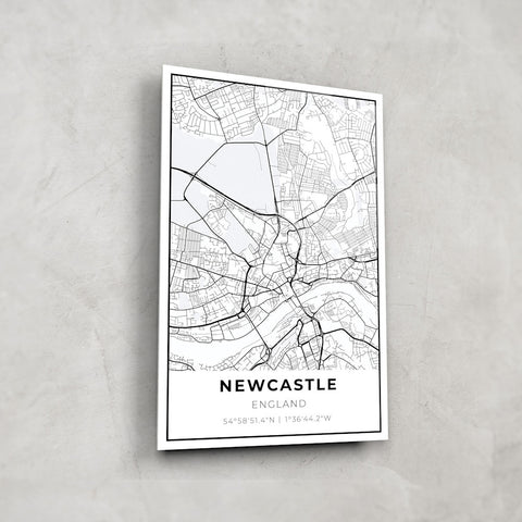 Newcastle Map - Glass Wall Art