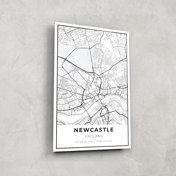 Newcastle Map - Glass Wall Art