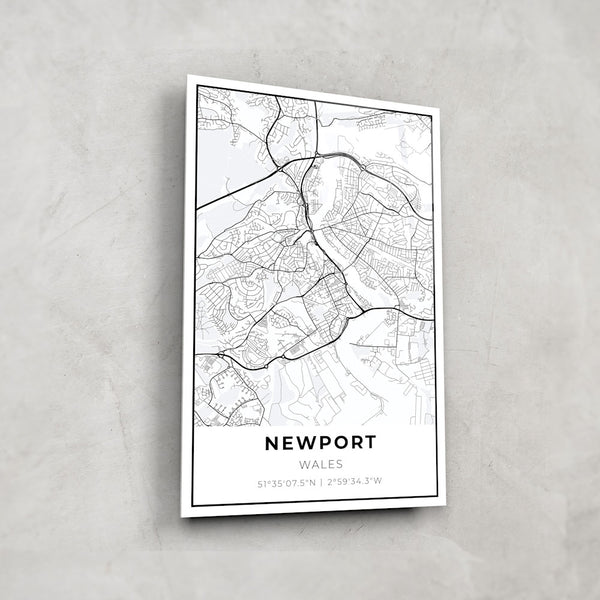 Newport Map - Glass Wall Art