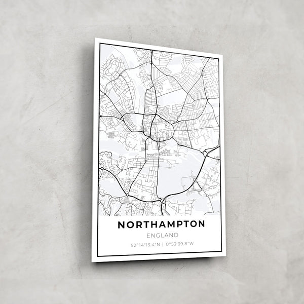 Northampton Map - Glass Wall Art