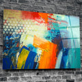 Artronauts Glass Print Abstract Blue & Orange II