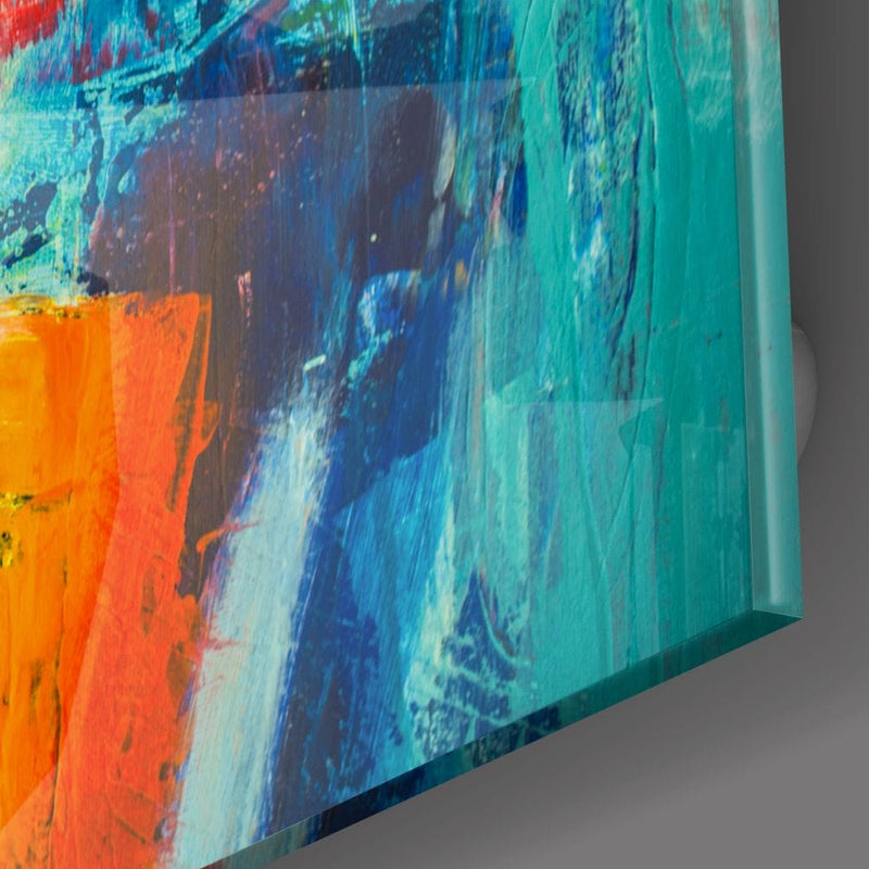 Artronauts Glass Print Abstract Blue & Orange II
