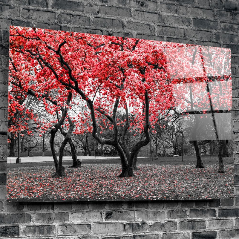 Artronauts Glass Print Red Leaves