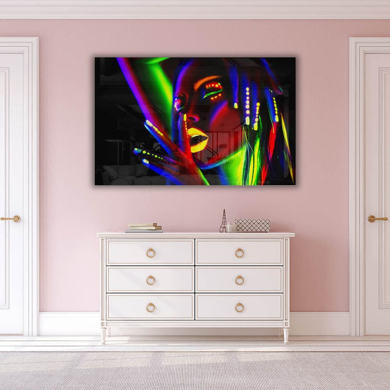Artronauts Art Glass Print Neon Woman