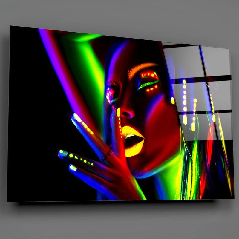 Artronauts Art Glass Print Neon Woman