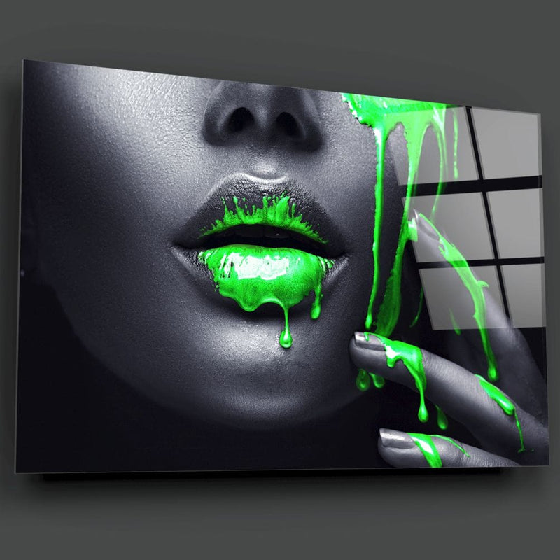 Artronauts Art Glass Print Green Lips