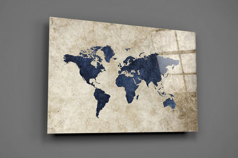 Beige & Blue World Map