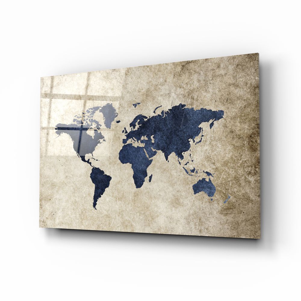 Beige & Blue World Map