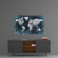 Artronauts Art Glass Print Blue World Map