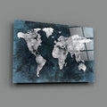 Artronauts Art Glass Print Blue World Map