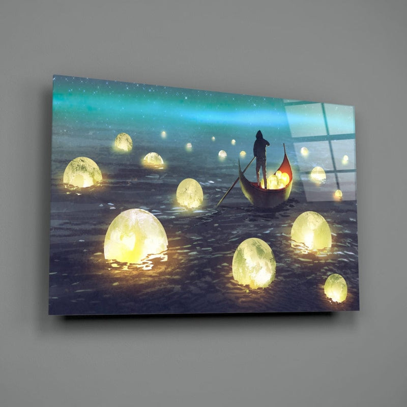 Artronauts Glass Print Moon Collector