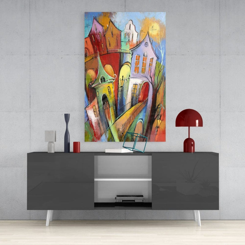 Artronauts Art Glass Print Colourful Town II