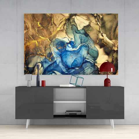 Abstract Blue & Gold Marble Design