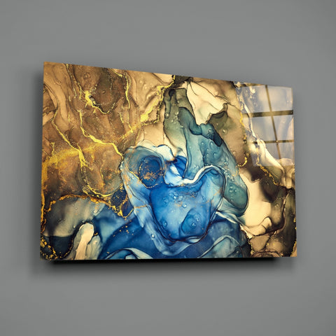 Abstract Blue & Gold Marble Design