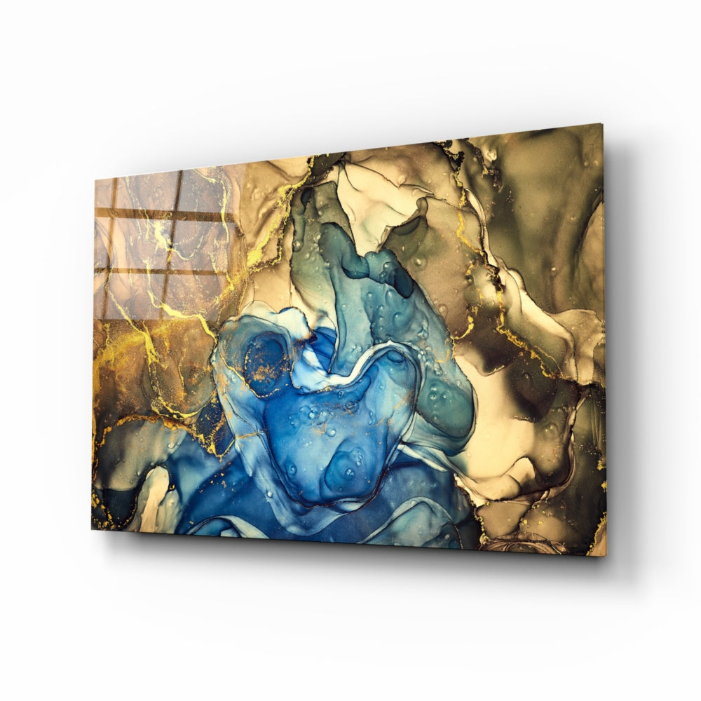 Abstract Blue & Gold Marble Design