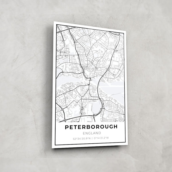 Peterborough Map - Glass Wall Art