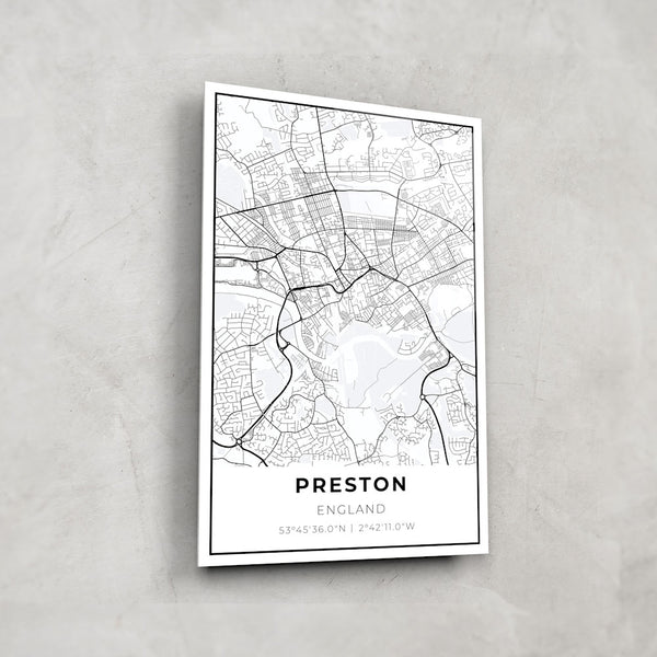Preston Map - Glass Wall Art