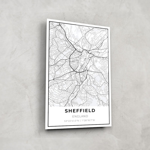 Sheffield Map - Glass Wall Art