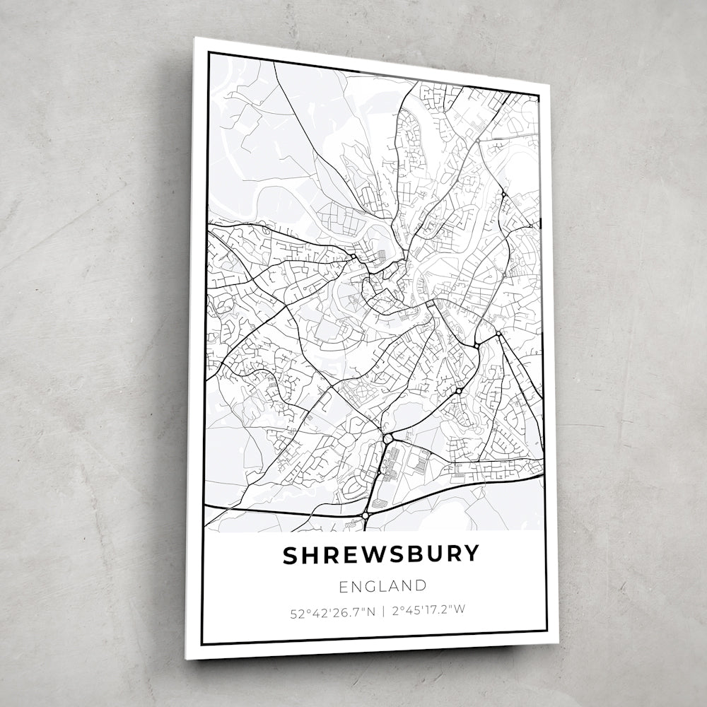 Shrewsbury Map - Glass Wall Art