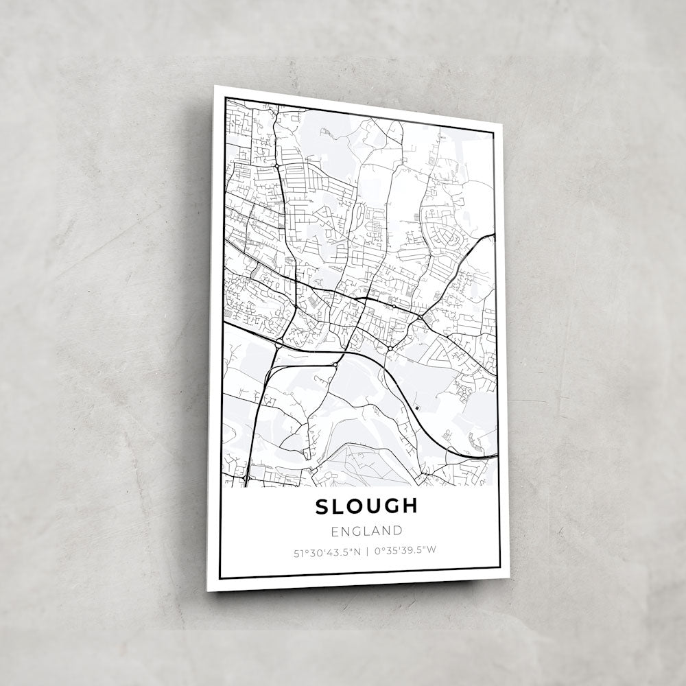 Slough Map - Glass Wall Art