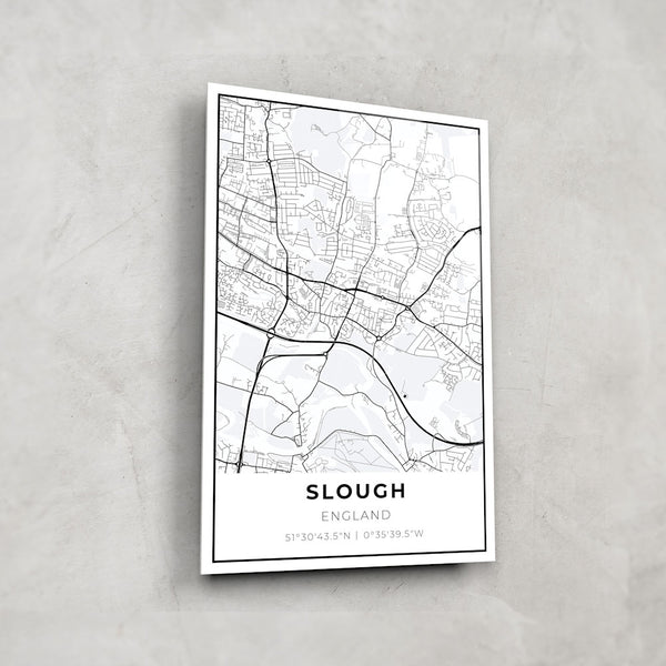 Slough Map - Glass Wall Art