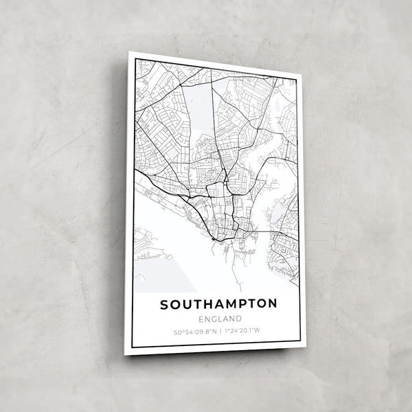 Southampton Map - Glass Wall Art