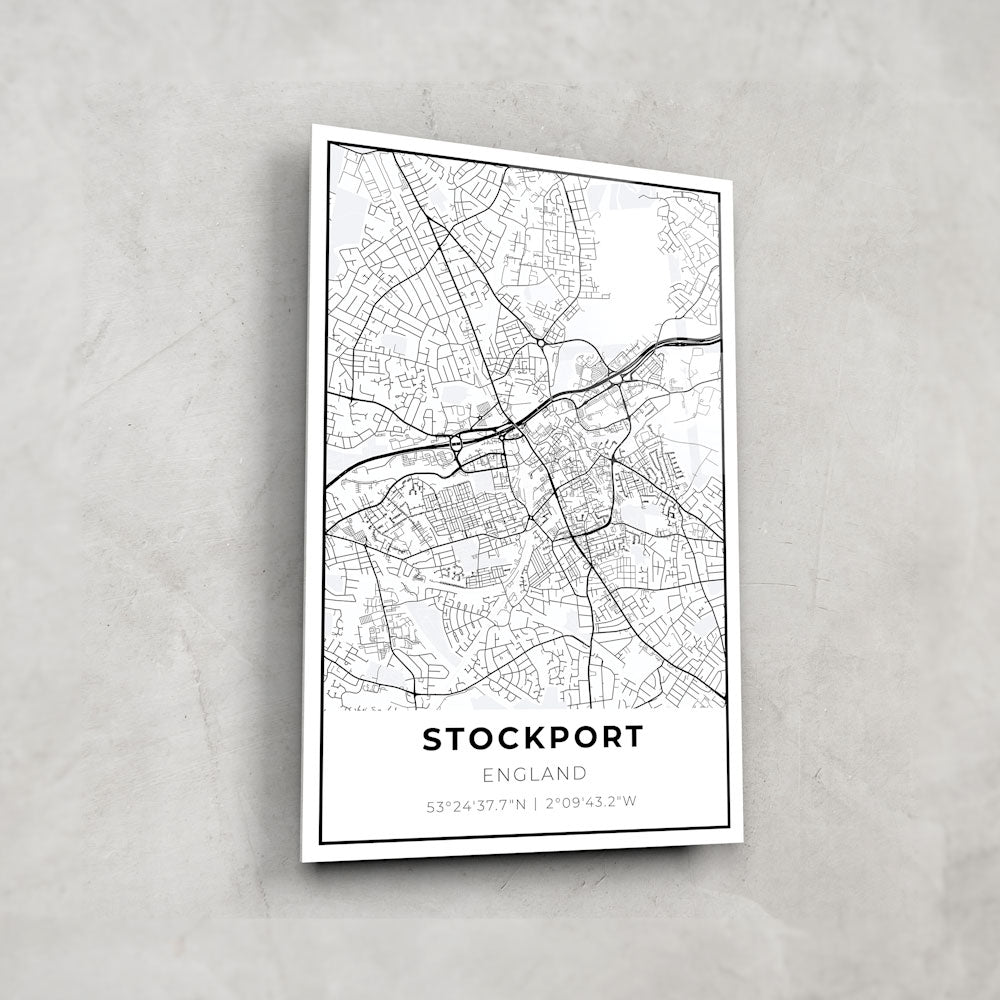 Stockport Map - Glass Wall Art