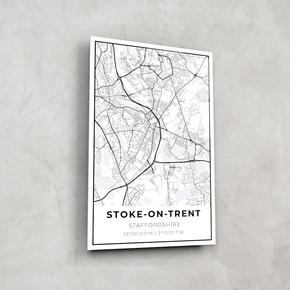 Stoke-on-Trent Map - Glass Wall Art