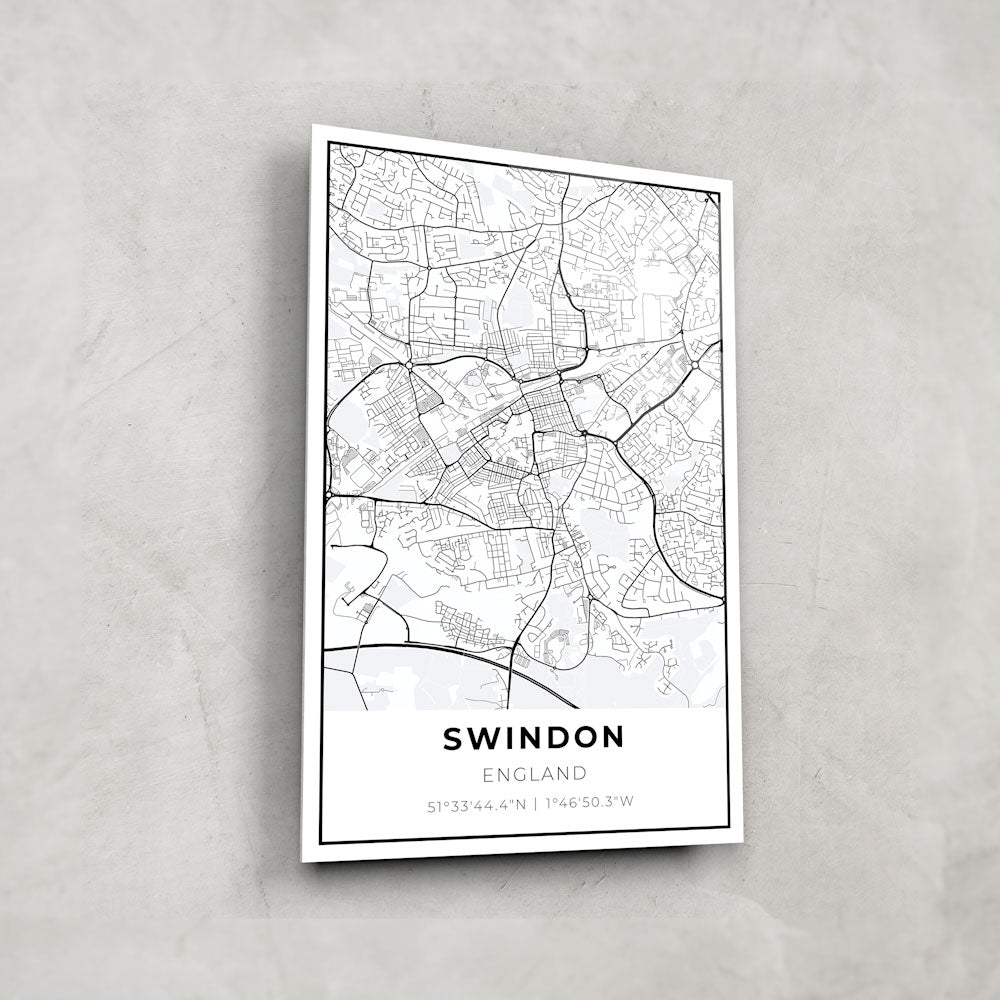 Swindon Map - Glass Wall Art