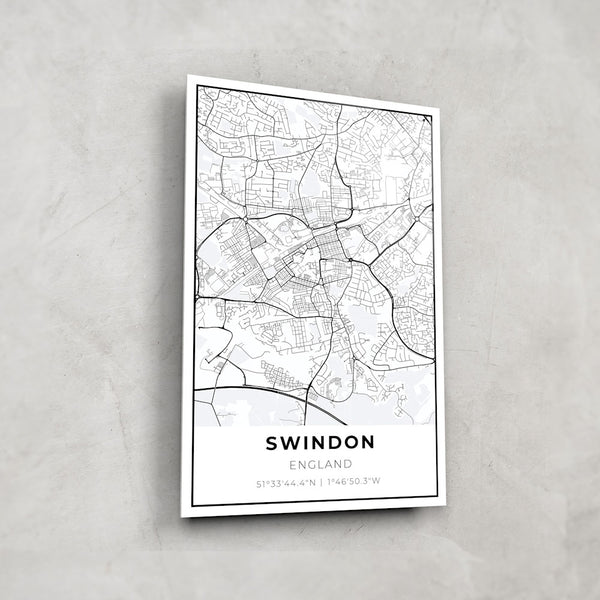 Swindon Map - Glass Wall Art