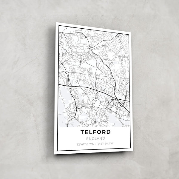 Telford Map - Glass Wall Art