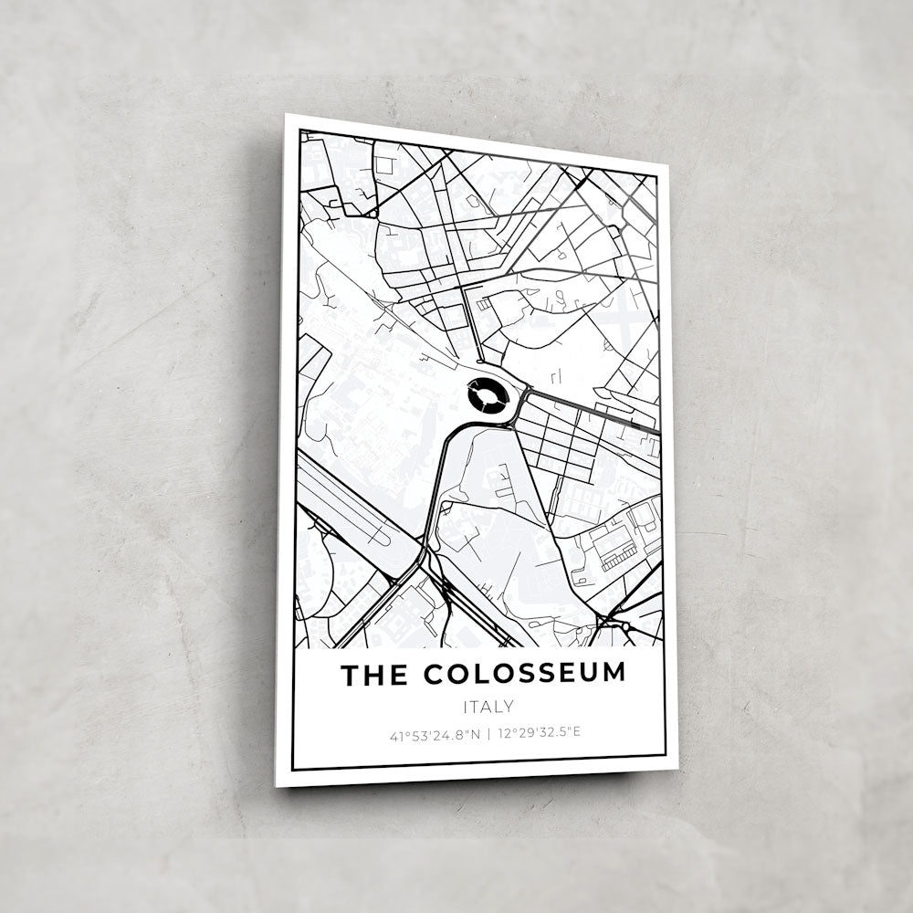 The Colosseum Map - Glass Wall Art