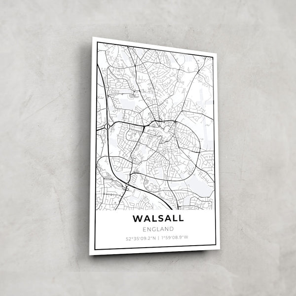 Walsall Map - Glass Wall Art