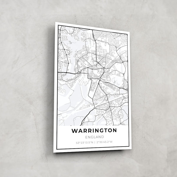 Warrington Map - Glass Wall Art