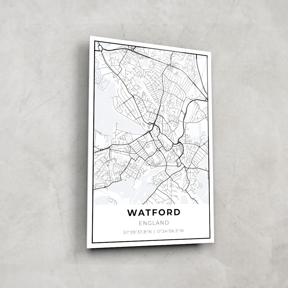 Watford Map - Glass Wall Art