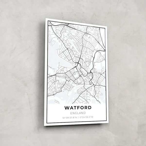 Watford Map - Glass Wall Art