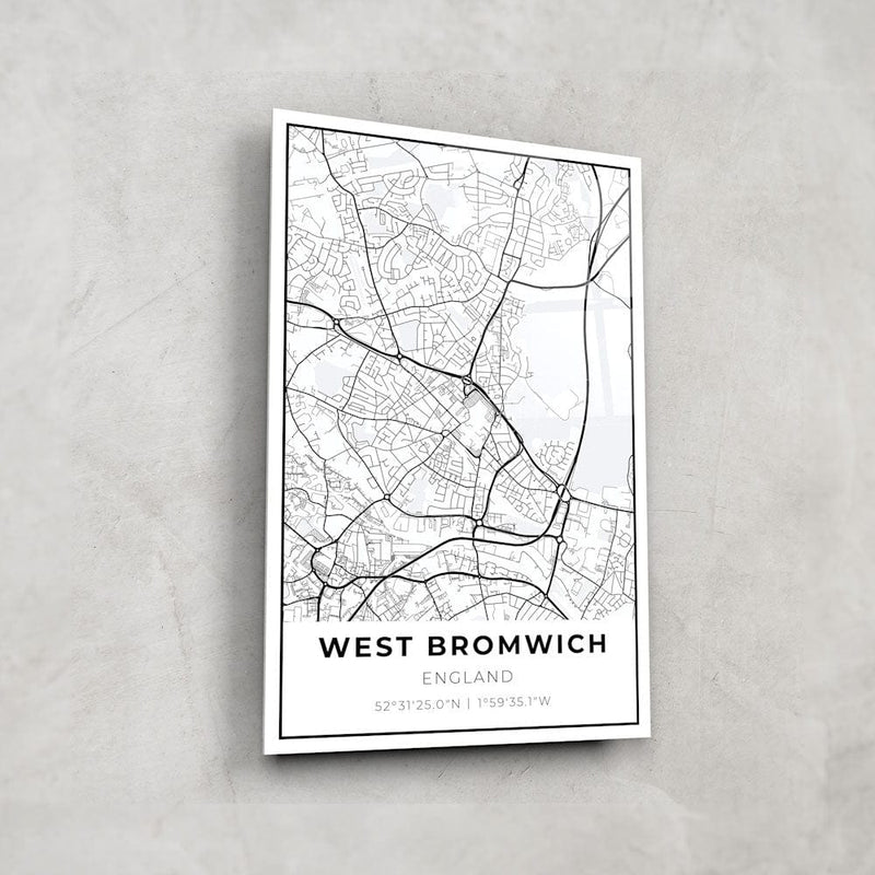 Artronauts Posters, Prints, & Visual Artwork West-Bromwich Map - Glass Wall Art