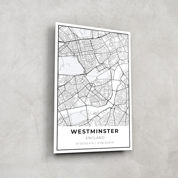Westminster Map - Glass Wall Art