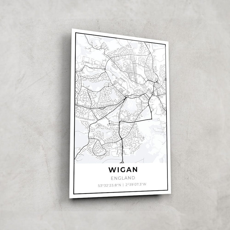 Artronauts Posters, Prints, & Visual Artwork Wigan Map - Glass Wall Art