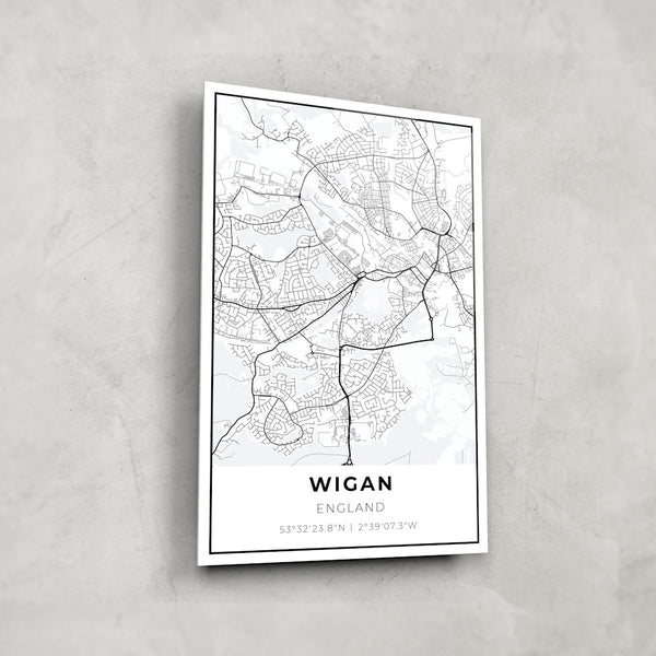 Wigan Map - Glass Wall Art