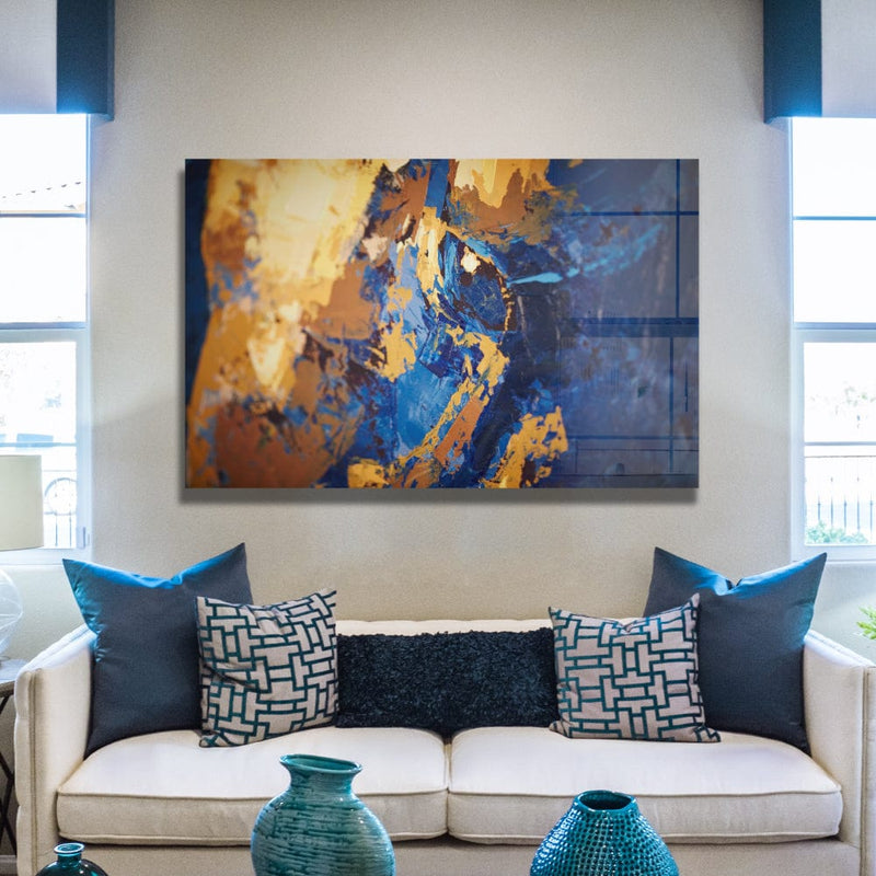 Artronauts Art Glass Print Abstract Blue & Orange