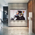 Artronauts Art Glass Print Music And Monkey - Banksy